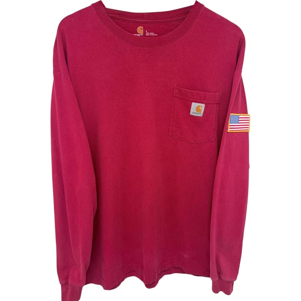 Carhartt Mens Henley Workwear T-Shirt L Red Multicolor K126